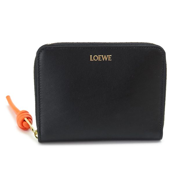 loewewallet 1 LOEWE Folding Wallet Knot Zip Wallet BifBicolor Black