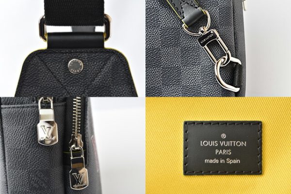 lv 201117 155 1 5 Louis Vuitton Avenue Sling Bag Body Bag Damier Graphite Yellow