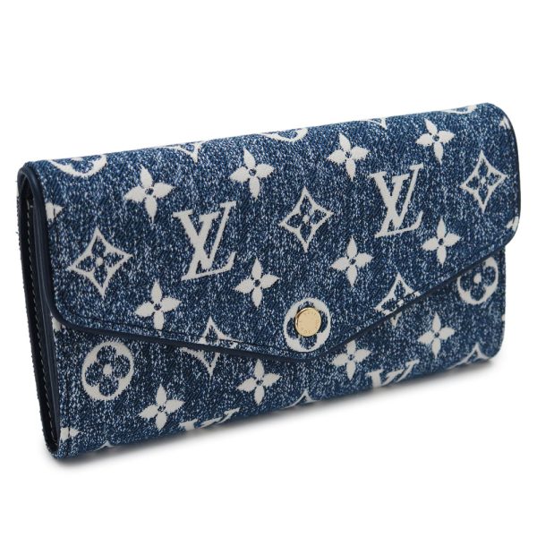 lvsarahwallet Louis Vuitton Long Wallet Portefeuille Sarah Jacquard Denim Blue