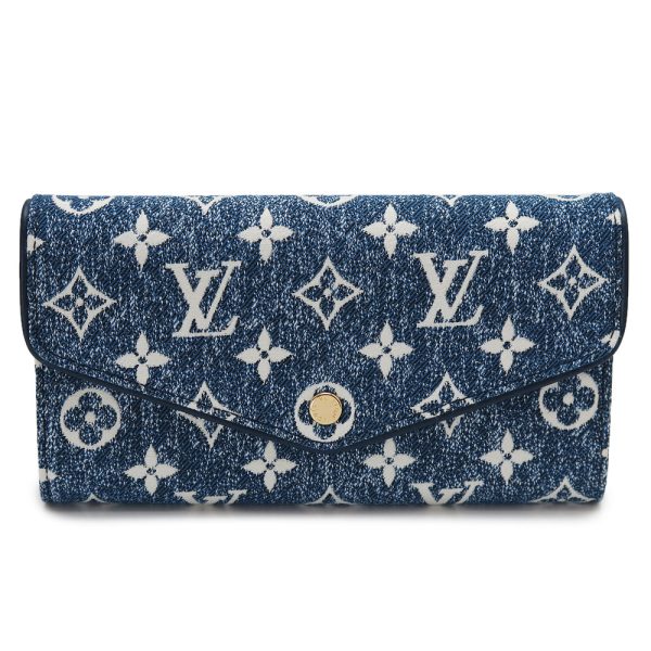 lvsarahwallet 1 Louis Vuitton Long Wallet Portefeuille Sarah Jacquard Denim Blue