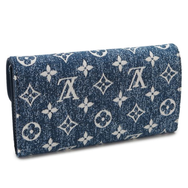 lvsarahwallet 2 Louis Vuitton Long Wallet Portefeuille Sarah Jacquard Denim Blue