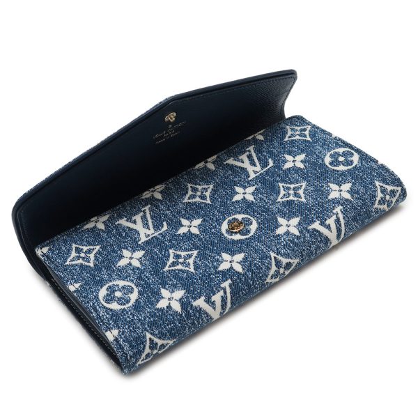 lvsarahwallet 3 Louis Vuitton Long Wallet Portefeuille Sarah Jacquard Denim Blue