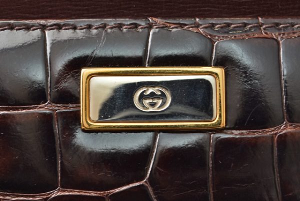 m 210625 51 g 13 GUCCI Clutch Bag Pouch Crocodile Brown