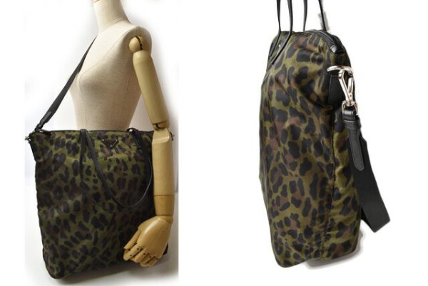 m 210810 38 p 2 Prada 2Way Shoulder Bag Tote Bag Leopard Army Series