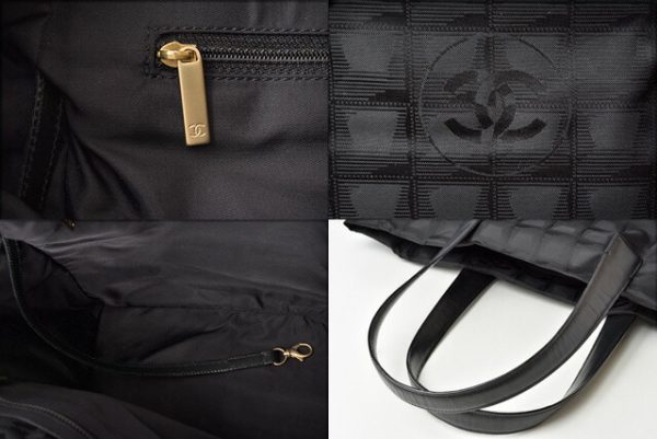 m 210810 65 ch 8 CHANEL Tote Bag Line Nylon Black