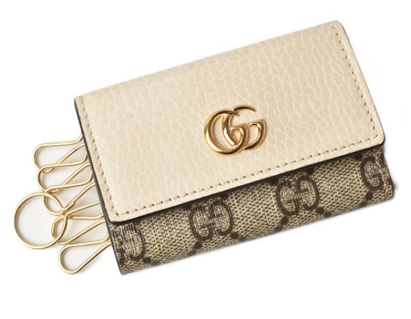 m210910 22 g 1 Gucci Key Case Marmont Ivory Brown