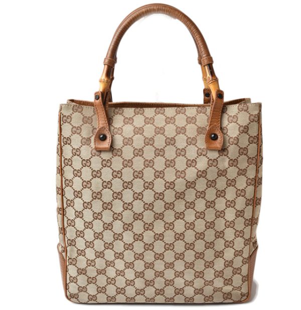 m21091b 23 g 1 Gucci Tote Bag Bamboo GG Brown Beige