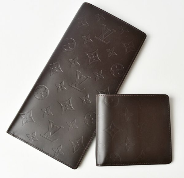 m21091b 52 lv 1 Louis Vuitton Double Wallet Set Monogram Glace Cafe