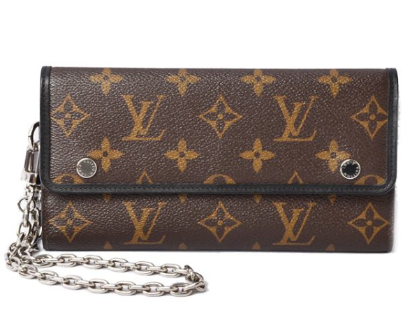 m21091b 53 lv 1 Louis Vuitton Macassar Wallet Chain Long Monogram Brown