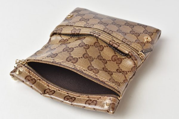 m21091b 57 g 9 Gucci Medium Wallet GG Crystal Brown Beige