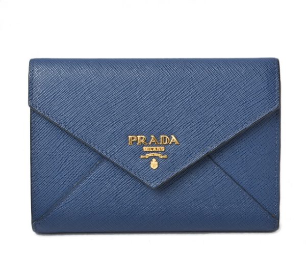 m211010 35 p 1 Prada Folding Wallet Saffiano Bluette