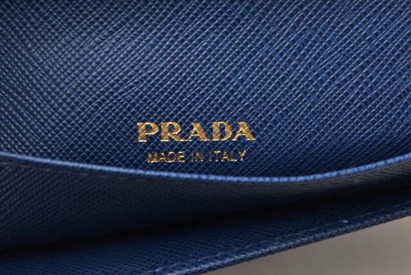 m211010 35 p 8 Prada Folding Wallet Saffiano Bluette