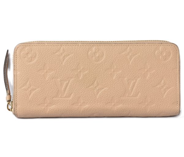 m211010 45 lv 1 Louis Vuitton Clemence Wallet Long Monogram Empreinte Dune Beige