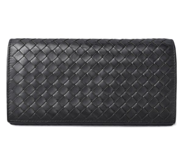 m211110 16 bv 1 Bottega Veneta Long Wallet Intrecciato Black