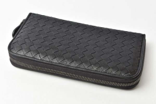 m211110 17 bv 2 Bottega Veneta Long Wallet Intrecciato Black