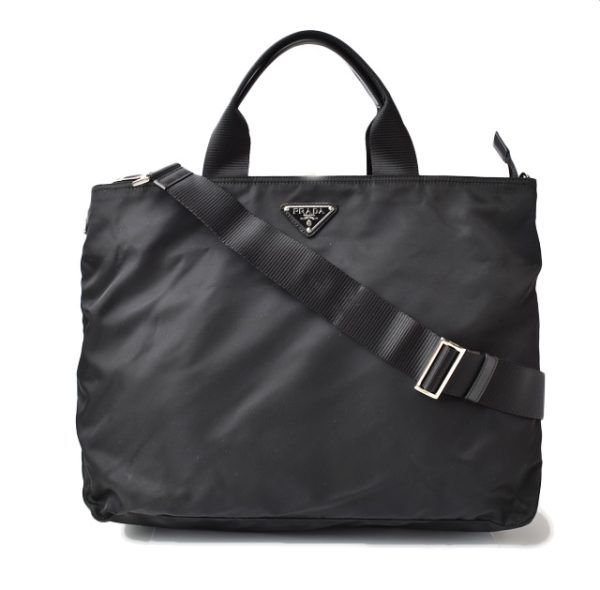 m211110 26 p 1 Prada 2 Way Tote Bag Nylon Black