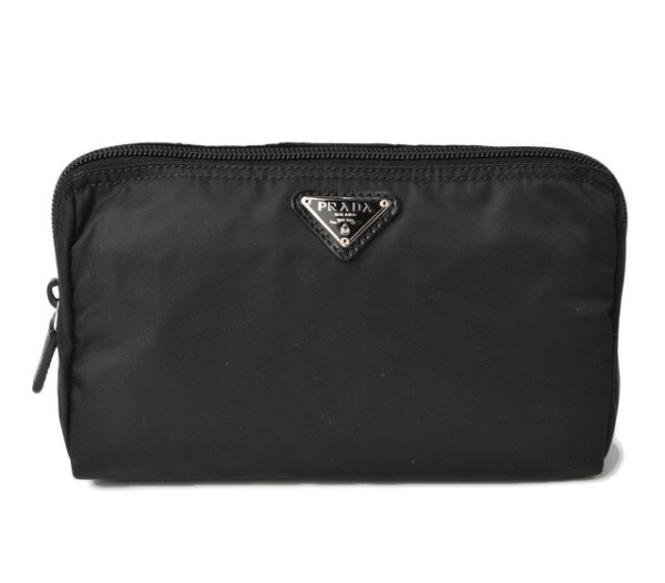 m211110 27 p 1 Prada Pouch Mini Vela Nylon Tessuto Black