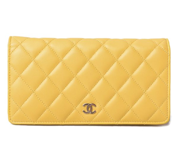 m2201 47 ch 1 CHANEL Long Wallet Timeless Lambskin Yellow