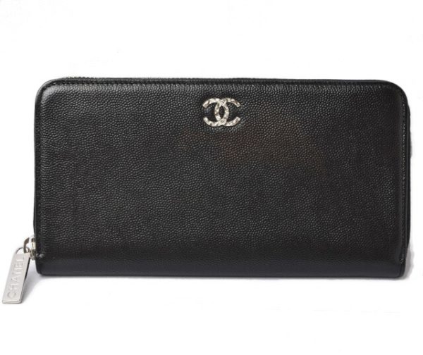 m2201 49 ch 1 CHANEL Long Wallet Caviar Skin Seburga Black