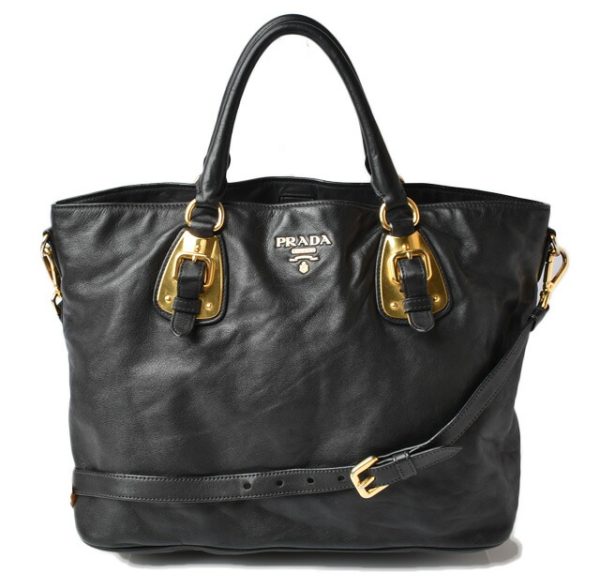 m2204 06 p 1 Prada Shoulder Bag 2Way Lamb Black