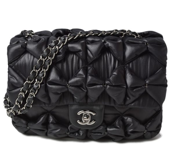 m2204 10 ch 1 CHANEL Shoulder Bag Nylon Ribbon Black