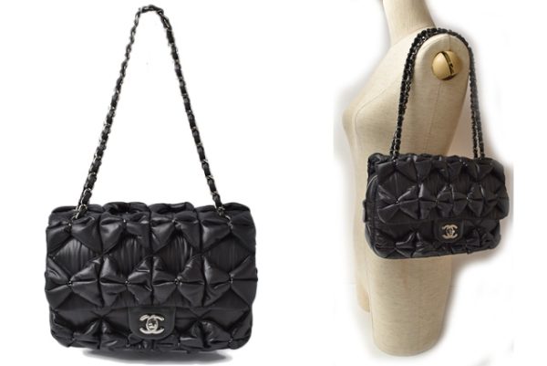 m2204 10 ch 2 CHANEL Shoulder Bag Nylon Ribbon Black