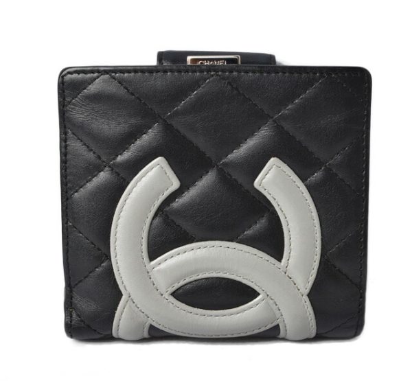 m2204 25 ch 1 Chanel Folding Wallet Cambon Line Black