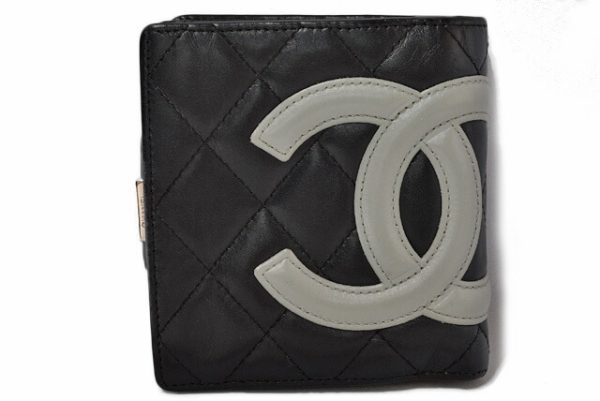 m2204 25 ch 2 Chanel Folding Wallet Cambon Line Black