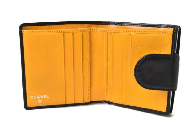 m2204 25 ch 7 Chanel Folding Wallet Cambon Line Black