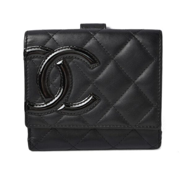 m2204 33 ch 1 CHANEL Wallet Double Hook Cambon Line Black