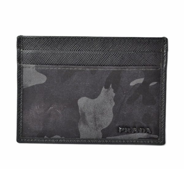 m2204 35 p 1 Prada Card Case Camouflage Black Blue