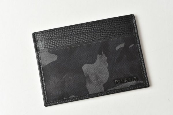 m2204 35 p 2 Prada Card Case Camouflage Black Blue