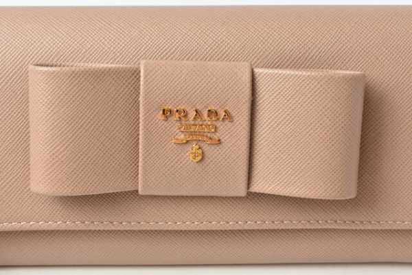 m2204 40 p 5 Prada Long Wallet Saffiano Fiocco Cammelo