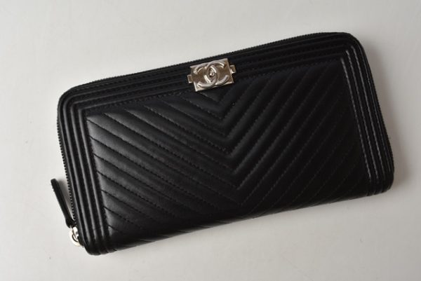 m2205 23 ch 2 CHANEL Long Wallet Timeless Matelasse Lambskin Black