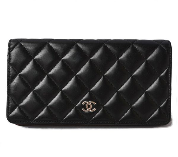 m2205 24 ch 1 CHANEL Long Wallet Timeless Lambskin Black Bordeaux