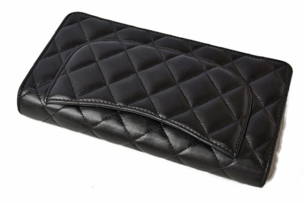 m2205 24 ch 12 CHANEL Long Wallet Timeless Lambskin Black Bordeaux