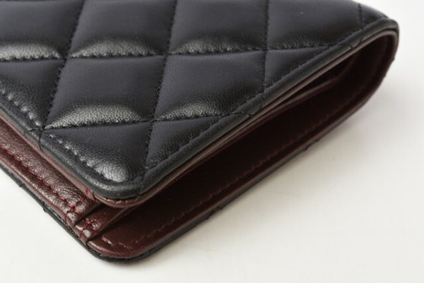 m2205 24 ch 3 CHANEL Long Wallet Timeless Lambskin Black Bordeaux