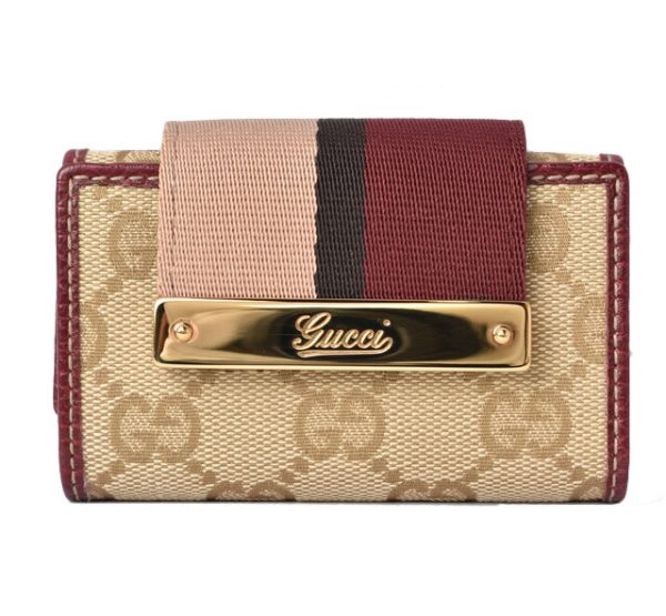 m2209 45 g 1 Gucci Key Case GG Beige Burgundy