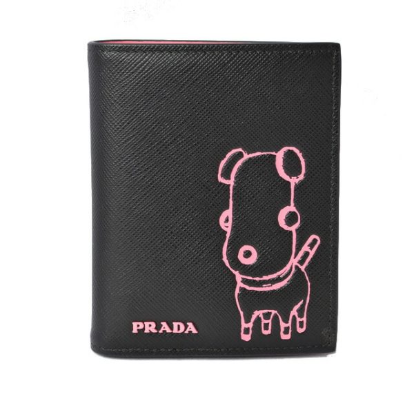 m2209 53 p 1 Prada Folding Wallet Dog Motif Nero