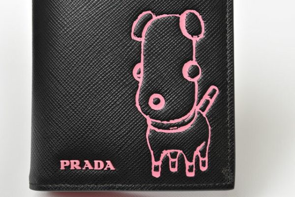 m2209 53 p 3 Prada Folding Wallet Dog Motif Nero