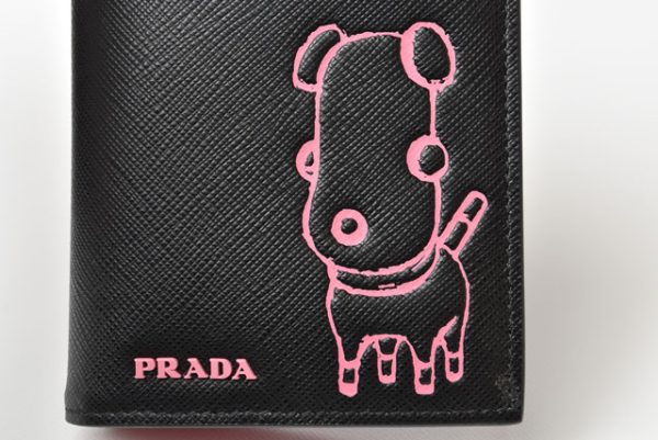 m2209 53 p 3 Prada Mini Wallet Folding Dog Motif Black Begonia