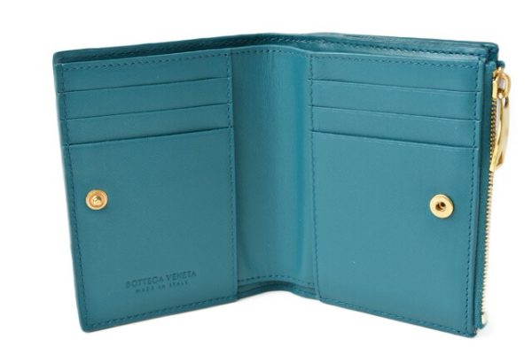 m2210 18 bv 6 Bottega Veneta Mini Wallet Intrecciato Turquoise