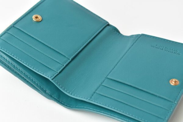 m2210 18 bv 8 Bottega Veneta Mini Wallet Intrecciato Turquoise