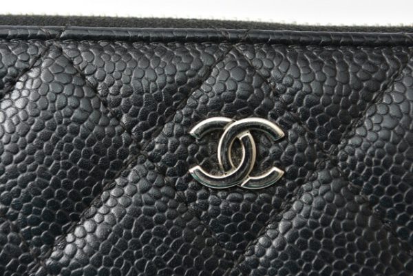 m2210 23 ch 3 CHANEL Long Wallet Quilted Matelasse Caviar Skin Black