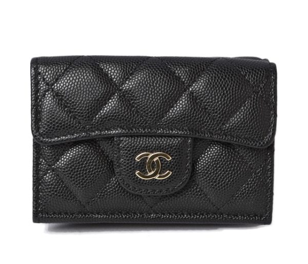 m2211 27 ch 1 CHANEL Coin Case Wallet Caviar Skin Black