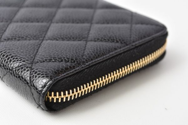 m2211 56 ch 10 CHANEL Long Wallet Quilted Matelasse Caviar Skin Black