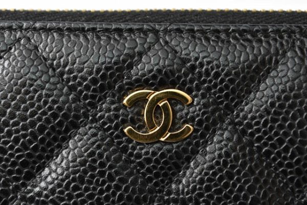 m2211 56 ch 5 CHANEL Long Wallet Quilted Matelasse Caviar Skin Black