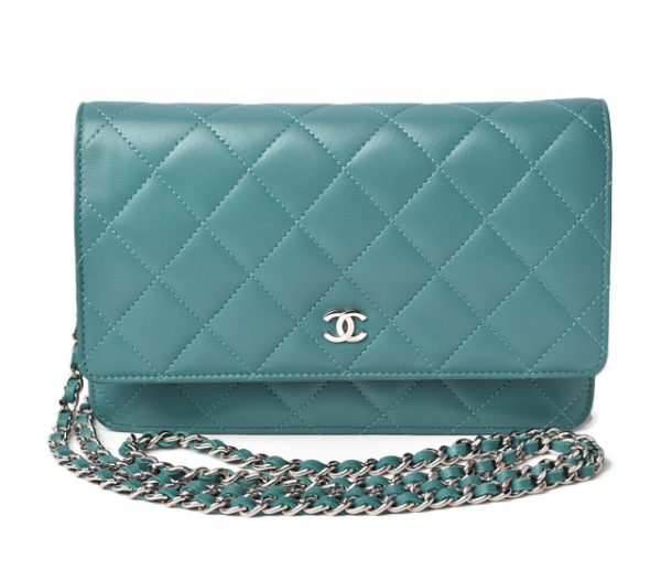 m2211 57 ch 1 CHANEL Chain Wallet Lambskin Turquoise