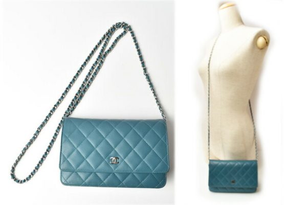 m2211 57 ch 2 CHANEL Chain Wallet Lambskin Turquoise