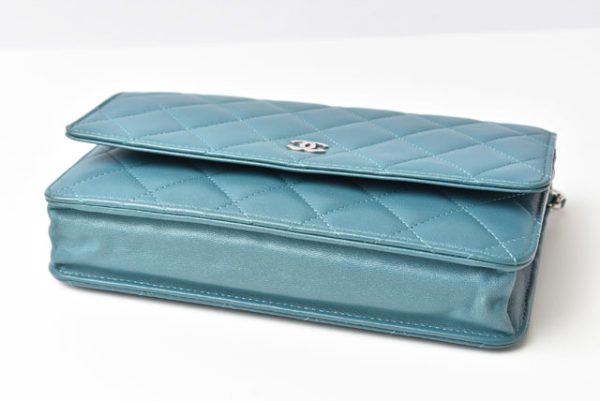 m2211 57 ch 3 CHANEL Chain Wallet Lambskin Turquoise